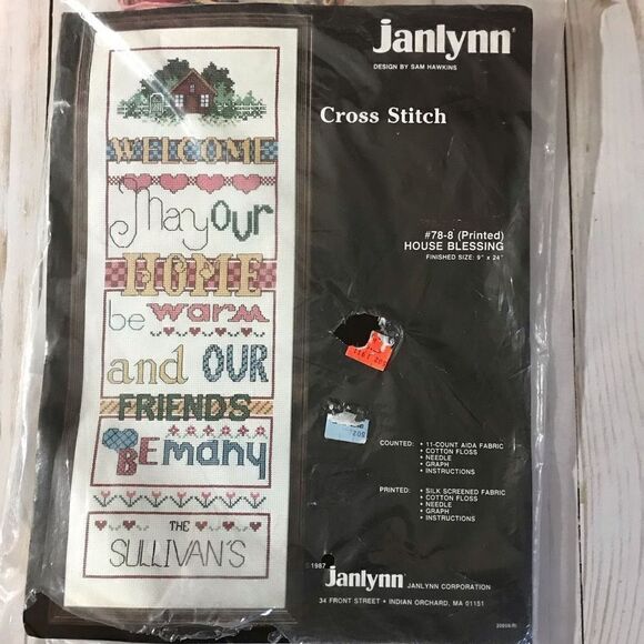 Janlynn Counted Cross Stitch kit partially 78-7 Hous Blessing 1987 Vintage - Picture 1 of 7